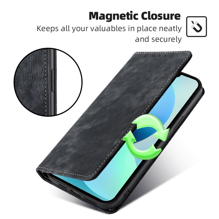 For Blackview A85 RFID Anti-theft Brush Magnetic Leather Phone Case(Black) - More Brand by PMC Jewellery | Online Shopping South Africa | PMC Jewellery