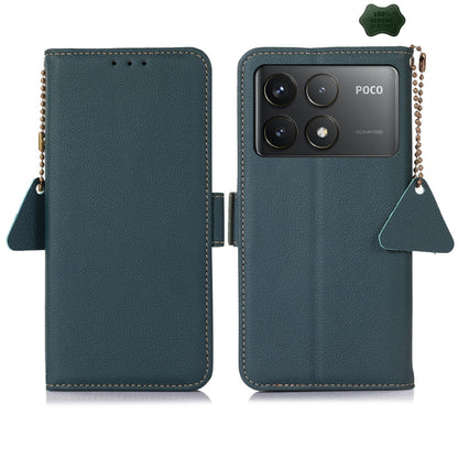 For Xiaomi Redmi K70 Side-Magnetic TJ Genuine Leather RFID Phone Case(Green) - K70 Cases by PMC Jewellery | Online Shopping South Africa | PMC Jewellery | Buy Now Pay Later Mobicred