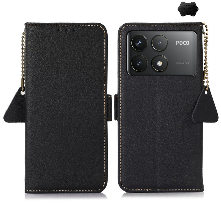 For Xiaomi Redmi K70 Pro Side-Magnetic TJ Genuine Leather RFID Phone Case(Black) - K70 Pro Cases by PMC Jewellery | Online Shopping South Africa | PMC Jewellery | Buy Now Pay Later Mobicred