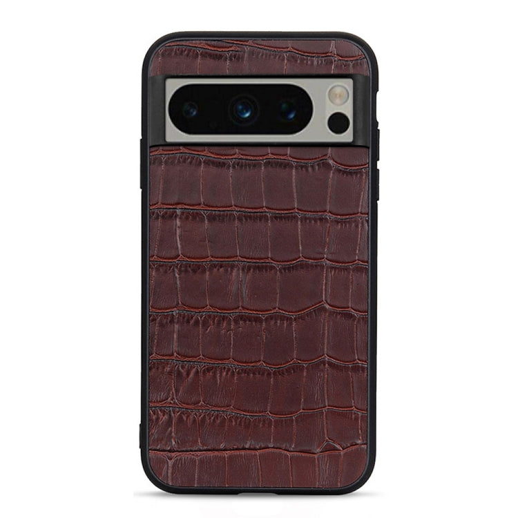 For Google Pixel 8 Pro Crocodile Texture Genuine Leather Phone Case(Brown) - Google Cases by PMC Jewellery | Online Shopping South Africa | PMC Jewellery | Buy Now Pay Later Mobicred