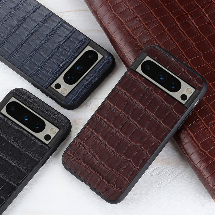 For Google Pixel 8 Pro Crocodile Texture Genuine Leather Phone Case(Brown) - Google Cases by PMC Jewellery | Online Shopping South Africa | PMC Jewellery | Buy Now Pay Later Mobicred