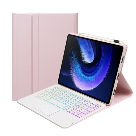 For Xiaomi Pad 6 / Pad 6 Pro A0N7-AS Lambskin Texture Ultra-thin Backlight Bluetooth Keyboard Leather Case with Touchpad(Pink) - Others Keyboard by PMC Jewellery | Online Shopping South Africa | PMC Jewellery