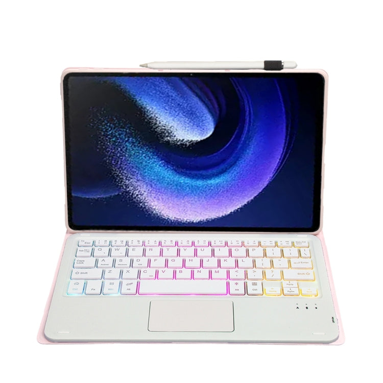 For Xiaomi Pad 6 / Pad 6 Pro A0N7-AS Lambskin Texture Ultra-thin Backlight Bluetooth Keyboard Leather Case with Touchpad(Pink) - Others Keyboard by PMC Jewellery | Online Shopping South Africa | PMC Jewellery