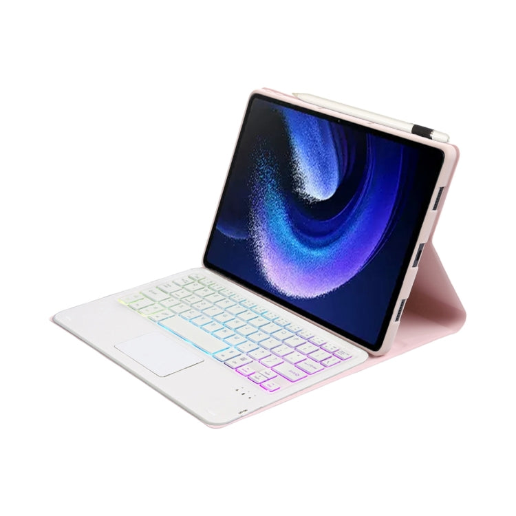 For Xiaomi Pad 6 / Pad 6 Pro A0N7-AS Lambskin Texture Ultra-thin Backlight Bluetooth Keyboard Leather Case with Touchpad(Pink) - Others Keyboard by PMC Jewellery | Online Shopping South Africa | PMC Jewellery