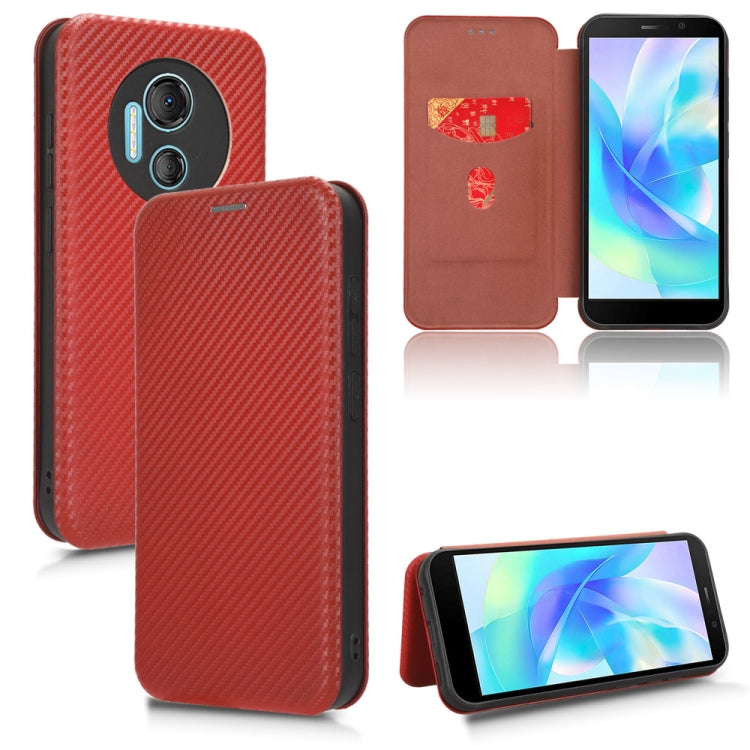 For DOOGEE X97 / X97 Pro Carbon Fiber Texture Flip Leather Phone Case(Brown) - Doogee Cases by PMC TechLife | Online Shopping South Africa | PMC TechLife | Buy Now Pay Later Mobicred