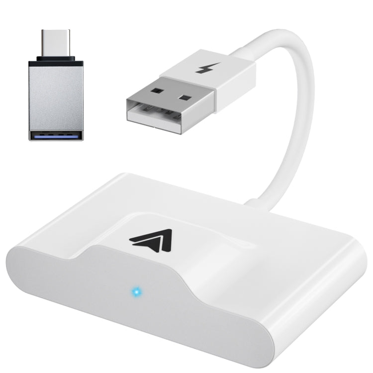 THT-020-3+ USB + USB-C / Type-C Wired to Wireless Carplay Adapter for Android Smartphone(White) - Bluetooth Adapters by PMC Jewellery | Online Shopping South Africa | PMC Jewellery | Buy Now Pay Later Mobicred