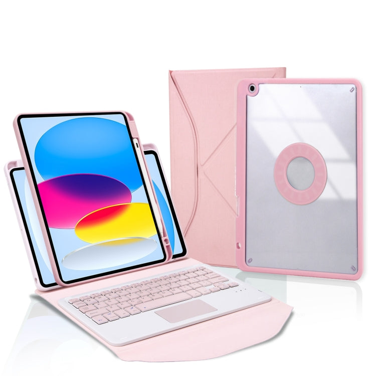 Z10B-A For iPad 10th Gen 10.9 2022 Pen Slot Touchpad Bluetooth Keyboard Leather Tablet Case(Pink) - Universal by PMC Jewellery | Online Shopping South Africa | PMC Jewellery