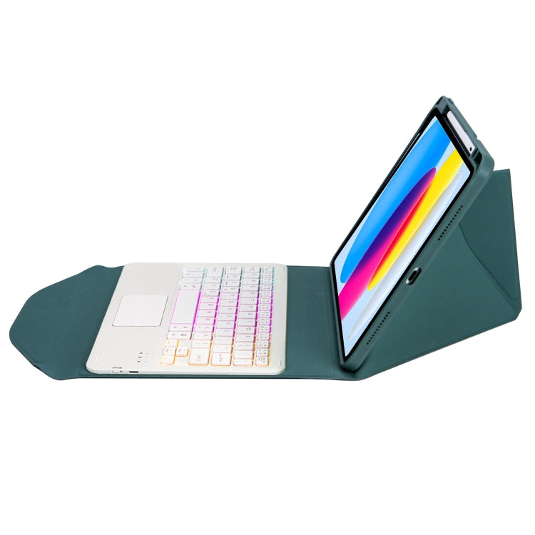 Z10B-AS For iPad 10th Gen 10.9 2022 Pen Slot Touchpad Backlight Bluetooth Keyboard Leather Tablet Case(Green) - Universal by PMC Jewellery | Online Shopping South Africa | PMC Jewellery