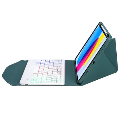 Z10BS For iPad 10th Gen 10.9 2022 Pen Slot Backlight Bluetooth Keyboard Leather Tablet Case(Green) - Universal by PMC Jewellery | Online Shopping South Africa | PMC Jewellery