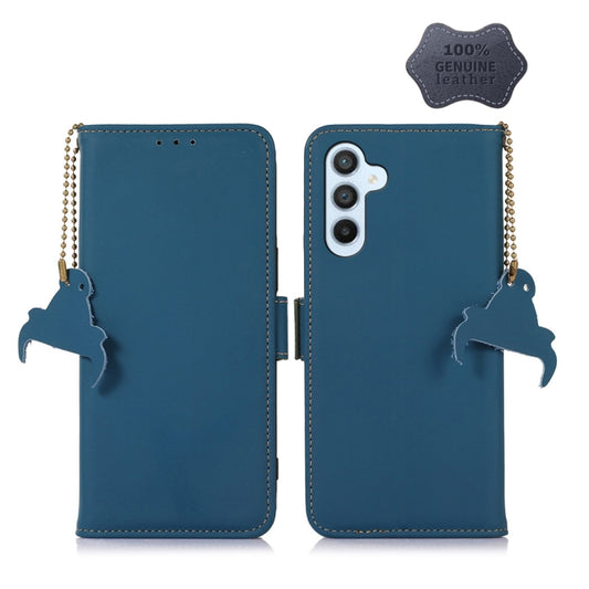 For Samsung Galaxy S24+ 5G Genuine Leather Magnetic RFID Leather Phone Case(Blue) - Galaxy S24+ 5G Cases by PMC Jewellery | Online Shopping South Africa | PMC Jewellery | Buy Now Pay Later Mobicred