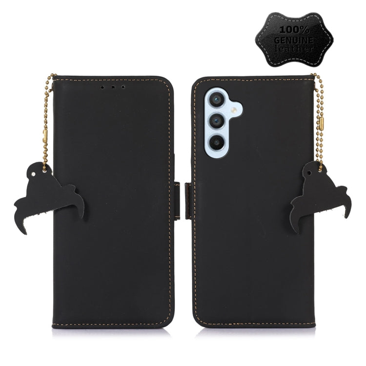 For Samsung Galaxy S24 5G Genuine Leather Magnetic RFID Leather Phone Case(Black) - Galaxy S24 5G Cases by PMC Jewellery | Online Shopping South Africa | PMC Jewellery | Buy Now Pay Later Mobicred