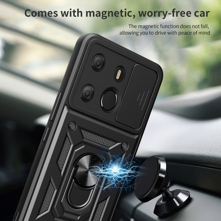 For Tecno Pop 7 Pro / Spark Go 2023 Sliding Camera Cover Design TPU+PC Protective Case(Black) - Tecno Cases by PMC Jewellery | Online Shopping South Africa | PMC Jewellery