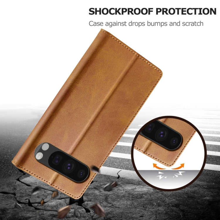 For Google Pixel 9 / 9 Pro LC.IMEEKE Calf Texture Flip Leather Phone Case(Yellow) - Google Cases by LC.IMEEKE | Online Shopping South Africa | PMC TechLife | Buy Now Pay Later Mobicred