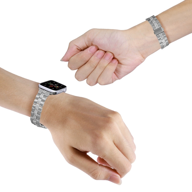 3-Beads Stripe Metal Watch Band For Apple Watch 9 41mm(Silver) - free shipping - PMc TechLife - Order now!