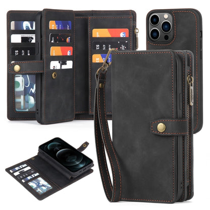 For iPhone 11 Pro Max Zipper Wallet Detachable MagSafe Leather Phone Case(Black) - iPhone 11 Pro Max Cases by PMC Jewellery | Online Shopping South Africa | PMC Jewellery