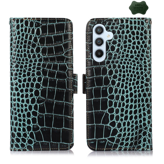 For Samsung Galaxy S24 Crocodile Top Layer Cowhide Leather Phone Case(Green) - Galaxy Phone Cases by PMC Jewellery | Online Shopping South Africa | PMC Jewellery | Buy Now Pay Later Mobicred