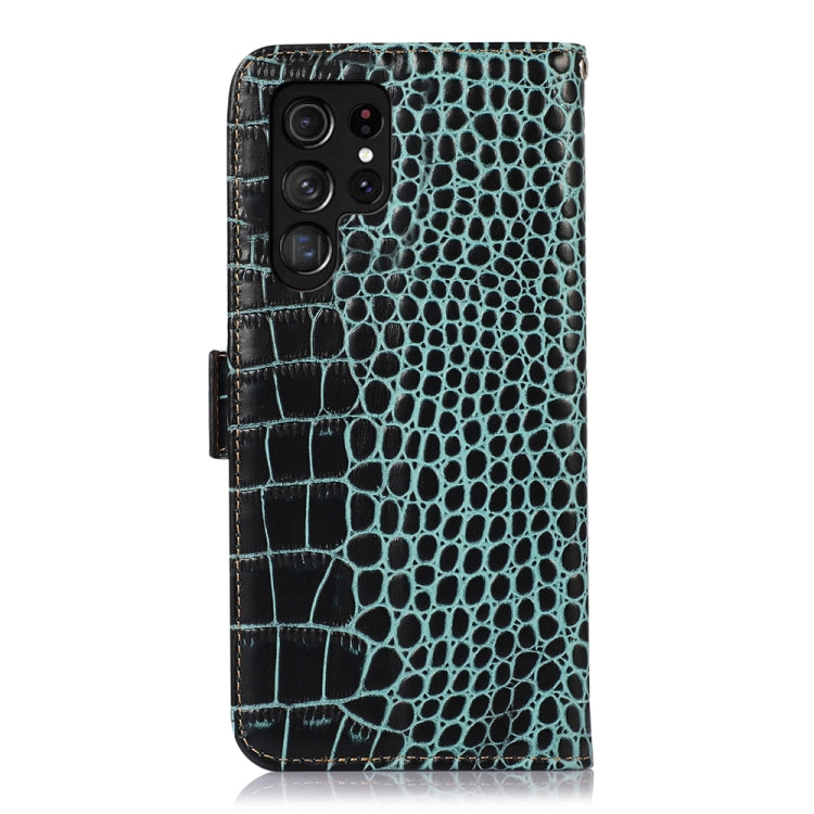 For Samsung Galaxy S24 Ultra Crocodile Top Layer Cowhide Leather Phone Case(Green) - Galaxy Phone Cases by PMC Jewellery | Online Shopping South Africa | PMC Jewellery | Buy Now Pay Later Mobicred