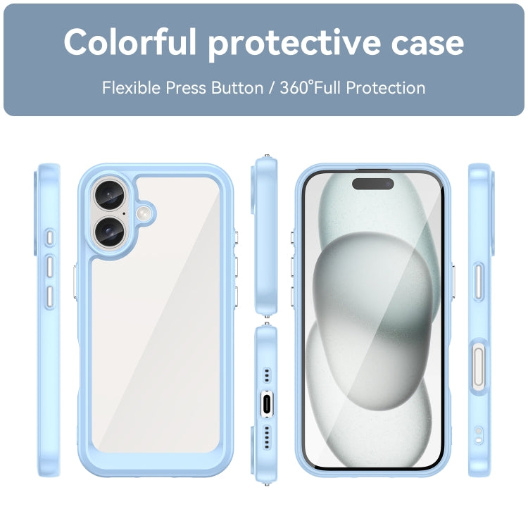 For iPhone 16 Plus Colorful Series Acrylic + TPU Phone Case(Blue) - iPhone 16 Plus Cases by PMC TechLife | Online Shopping South Africa | PMC TechLife | Buy Now Pay Later Mobicred