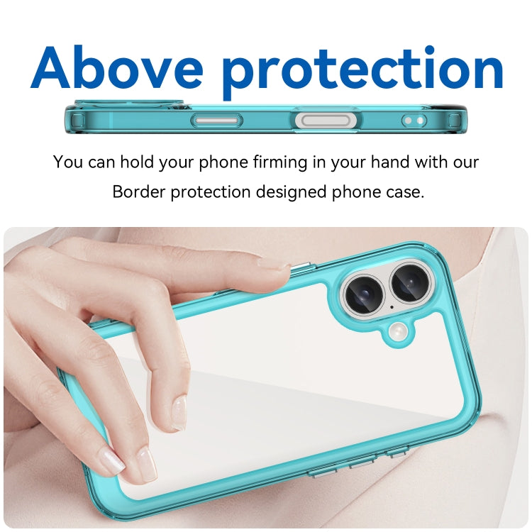 For iPhone 16 Plus Colorful Series Acrylic + TPU Phone Case(Transparent Blue) - iPhone 16 Plus Cases by PMC Jewellery | Online Shopping South Africa | PMC Jewellery | Buy Now Pay Later Mobicred