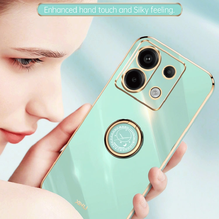 For Xiaomi Redmi Note 13 Pro XINLI Straight Edge 6D Electroplate TPU Phone Case with Ring Holder(White) - Note 13 Pro Cases by XINLI | Online Shopping South Africa | PMC TechLife | Buy Now Pay Later Mobicred