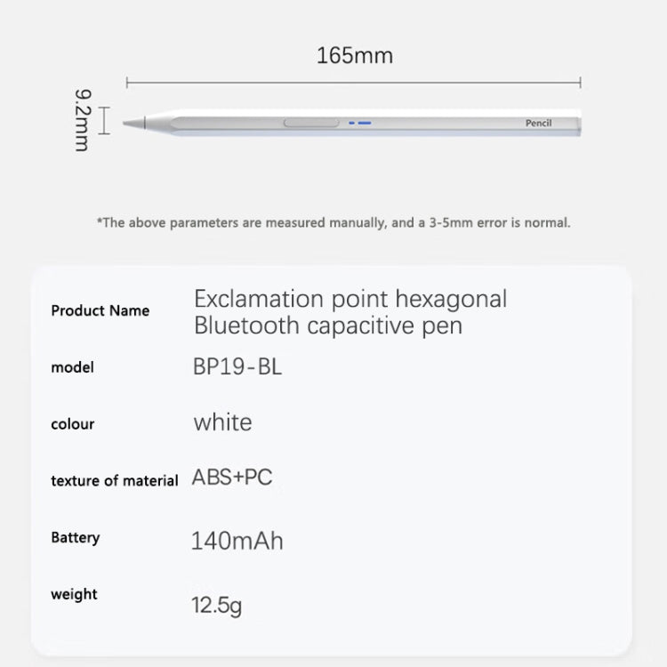 BP19-BL Type-C Universal Magnetic Hexagon Bluetooth Stylus Pen(White) - Stylus Pen by PMC Jewellery | Online Shopping South Africa | PMC Jewellery