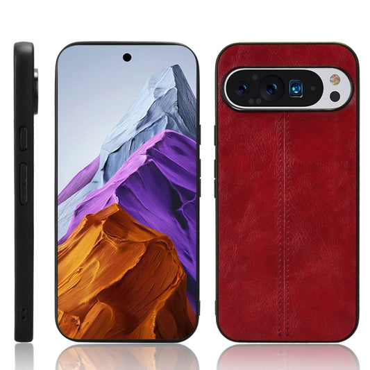 For Google Pixel 9 Pro Sewing Cow Pattern Skin PC + PU + TPU Phone Case(Red) - Google Cases by PMC Jewellery | Online Shopping South Africa | PMC Jewellery | Buy Now Pay Later Mobicred