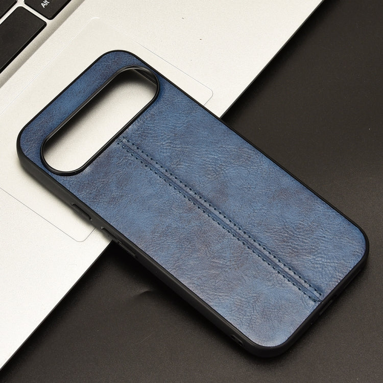 For Google Pixel 9 Pro Sewing Cow Pattern Skin PC + PU + TPU Phone Case(Blue) - Google Cases by PMC TechLife | Online Shopping South Africa | PMC TechLife | Buy Now Pay Later Mobicred