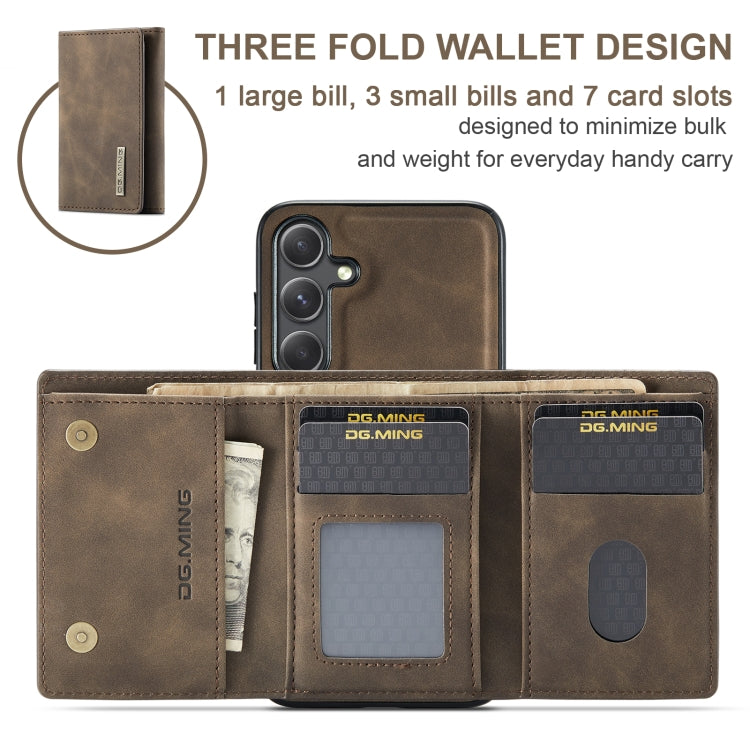 For Samsung Galaxy S24+ 5G DG.MING M1 Series 3-Fold Multi Card Wallet + Magnetic Phone Case(Coffee) - Galaxy S24+ 5G Cases by DG.MING | Online Shopping South Africa | PMC Jewellery | Buy Now Pay Later Mobicred