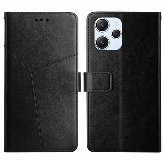 For Xiaomi Redmi 12 4G Global Y-shaped Pattern Flip Leather Phone Case(Black) - Xiaomi Cases by PMC Jewellery | Online Shopping South Africa | PMC Jewellery | Buy Now Pay Later Mobicred