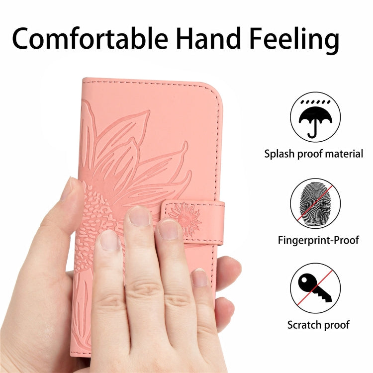 For Xiaomi Poco F5 Skin Feel Sun Flower Embossed Flip Leather Phone Case with Lanyard(Pink) - Xiaomi Cases by PMC Jewellery | Online Shopping South Africa | PMC Jewellery | Buy Now Pay Later Mobicred