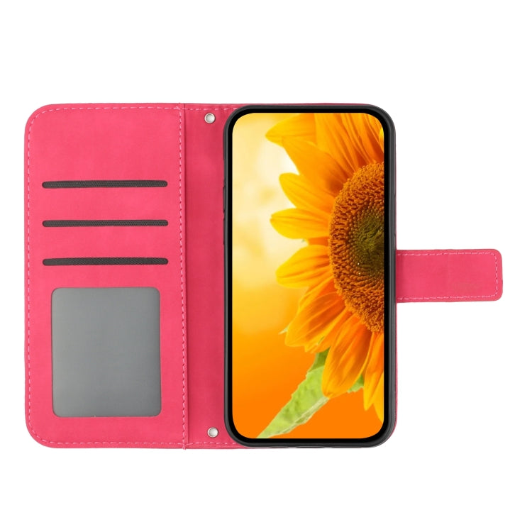 For Xiaomi Redmi Note 12S Skin Feel Sun Flower Embossed Flip Leather Phone Case with Lanyard(Rose Red) - Xiaomi Cases by PMC Jewellery | Online Shopping South Africa | PMC Jewellery | Buy Now Pay Later Mobicred