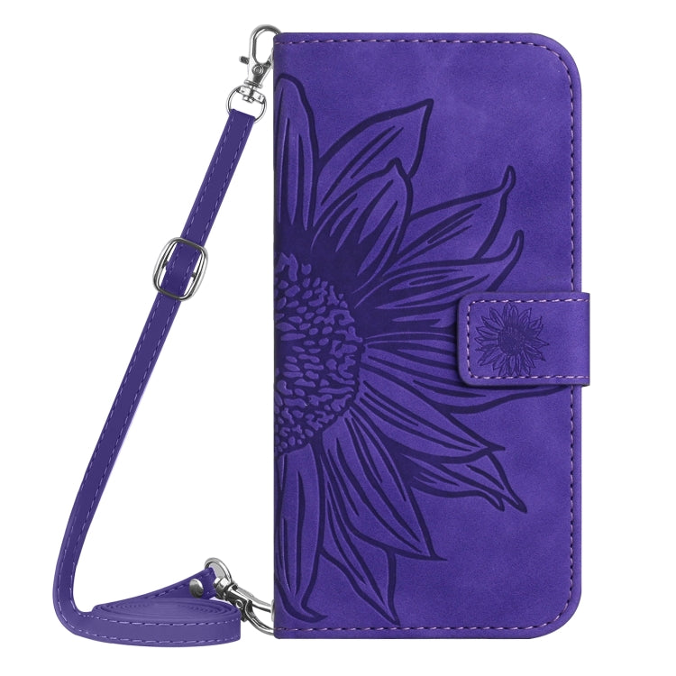 For Xiaomi Redmi Note 12S Skin Feel Sun Flower Embossed Flip Leather Phone Case with Lanyard(Purple) - Xiaomi Cases by PMC Jewellery | Online Shopping South Africa | PMC Jewellery | Buy Now Pay Later Mobicred