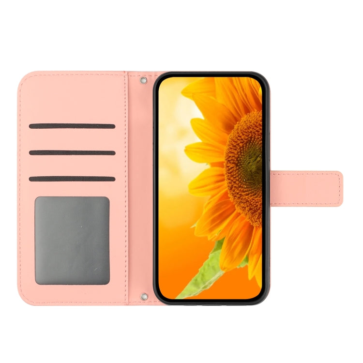 For Xiaomi Redmi 12 4G Global Skin Feel Sun Flower Embossed Flip Leather Phone Case with Lanyard(Pink) - Xiaomi Cases by PMC Jewellery | Online Shopping South Africa | PMC Jewellery | Buy Now Pay Later Mobicred