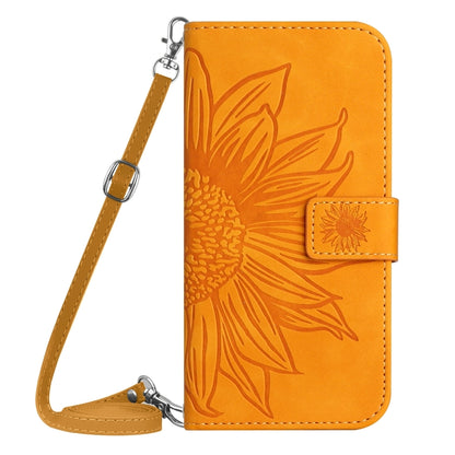 For Xiaomi Redmi 12 5G Skin Feel Sun Flower Embossed Flip Leather Phone Case with Lanyard(Yellow) - Xiaomi Cases by PMC Jewellery | Online Shopping South Africa | PMC Jewellery | Buy Now Pay Later Mobicred