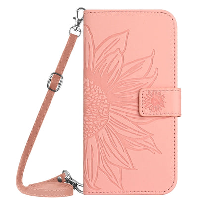 For Xiaomi Redmi 12 5G Skin Feel Sun Flower Embossed Flip Leather Phone Case with Lanyard(Pink) - Xiaomi Cases by PMC Jewellery | Online Shopping South Africa | PMC Jewellery | Buy Now Pay Later Mobicred