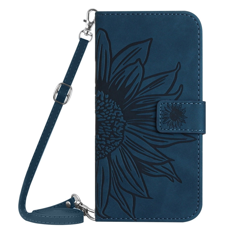 For Xiaomi 13T / 13T Pro Skin Feel Sun Flower Embossed Flip Leather Phone Case with Lanyard(Inky Blue) - Xiaomi Cases by PMC Jewellery | Online Shopping South Africa | PMC Jewellery | Buy Now Pay Later Mobicred