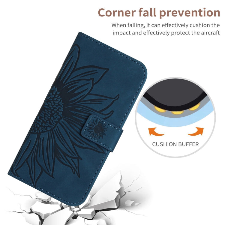 For Xiaomi 14 Skin Feel Sun Flower Embossed Flip Leather Phone Case with Lanyard(Inky Blue) - 14 Cases by PMC Jewellery | Online Shopping South Africa | PMC Jewellery | Buy Now Pay Later Mobicred