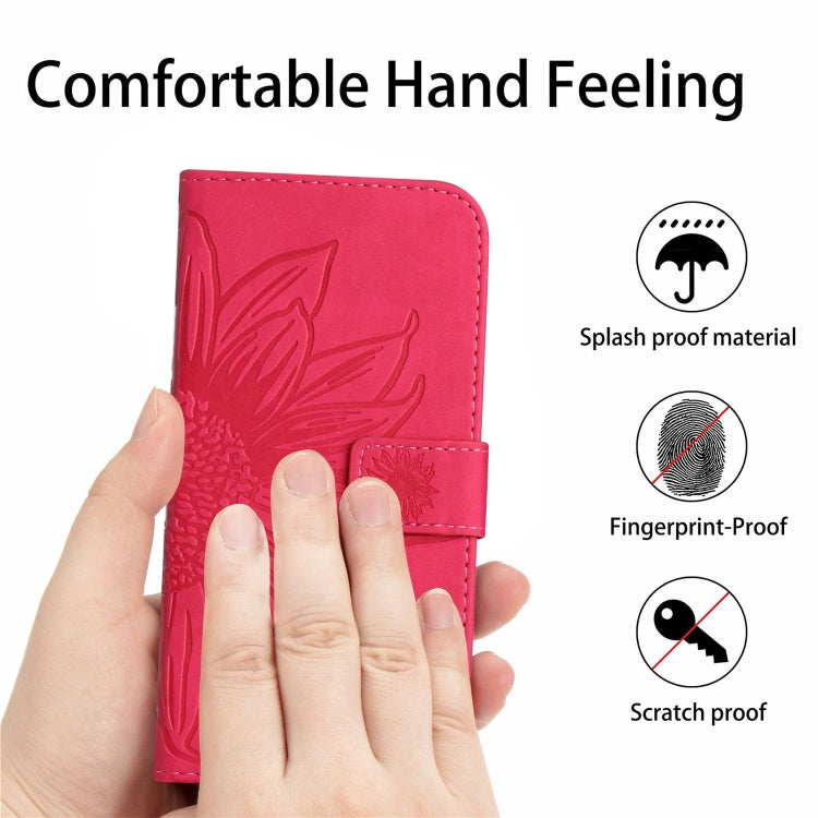 For Xiaomi 14 Skin Feel Sun Flower Embossed Flip Leather Phone Case with Lanyard(Rose Red) - 14 Cases by PMC Jewellery | Online Shopping South Africa | PMC Jewellery | Buy Now Pay Later Mobicred