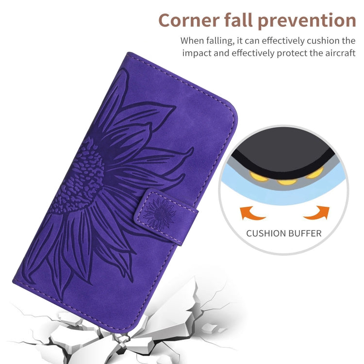 For Xiaomi 14 Pro Skin Feel Sun Flower Embossed Flip Leather Phone Case with Lanyard(Dark Purple) - 14 Pro Cases by PMC Jewellery | Online Shopping South Africa | PMC Jewellery | Buy Now Pay Later Mobicred