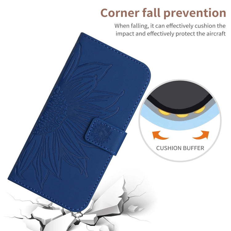 For Xiaomi 14 Pro Skin Feel Sun Flower Embossed Flip Leather Phone Case with Lanyard(Dark Blue) - 14 Pro Cases by PMC Jewellery | Online Shopping South Africa | PMC Jewellery | Buy Now Pay Later Mobicred