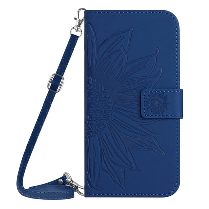 For Xiaomi Redmi Note 13 4G Global Skin Feel Sun Flower Embossed Flip Leather Phone Case with Lanyard(Dark Blue) - Note 13 Cases by PMC Jewellery | Online Shopping South Africa | PMC Jewellery | Buy Now Pay Later Mobicred