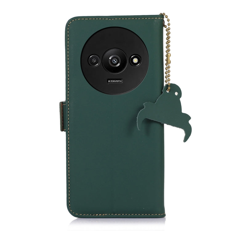 For Xiaomi Redmi A3 Genuine Leather Magnetic RFID Leather Phone Case(Green) - Xiaomi Cases by PMC Jewellery | Online Shopping South Africa | PMC Jewellery | Buy Now Pay Later Mobicred