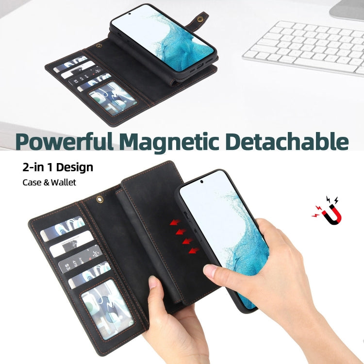 For Samsung Galaxy S20 FE Zipper Wallet Detachable MagSafe Leather Phone Case(Black) - Galaxy S20 FE Cases by PMC TechLife | Online Shopping South Africa | PMC TechLife