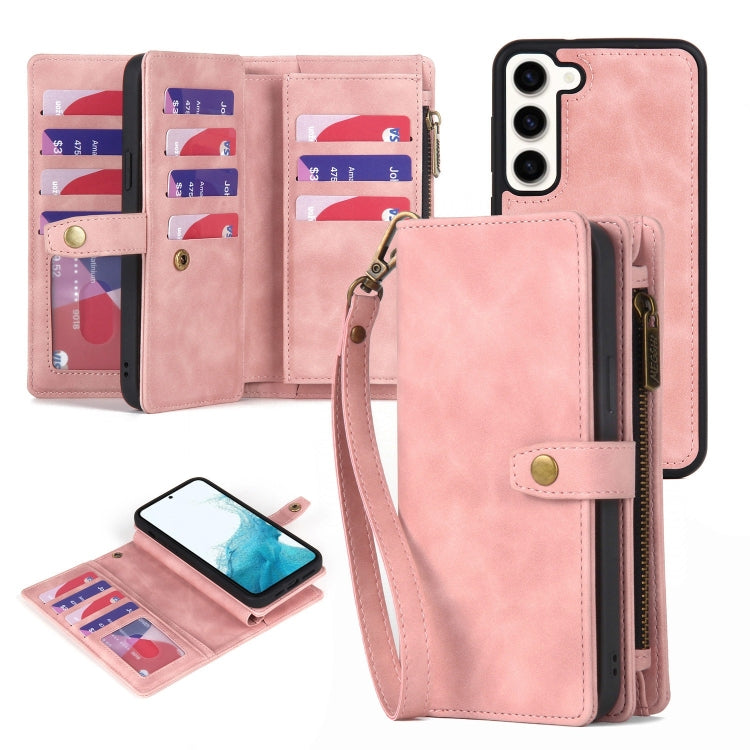 For Samsung Galaxy A13 5G Zipper Wallet Detachable MagSafe Leather Phone Case(Pink) - Galaxy Phone Cases by PMC Jewellery | Online Shopping South Africa | PMC Jewellery