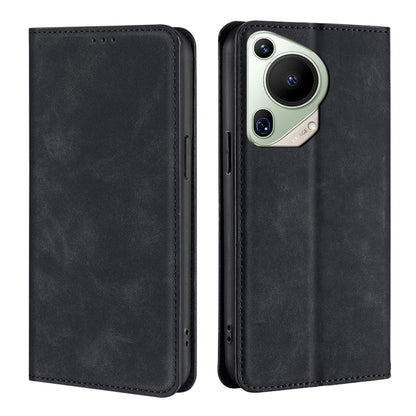 For Huawei Pura 70 Ultra Skin Feel Magnetic Leather Phone Case(Black) - Huawei Cases by PMC Jewellery | Online Shopping South Africa | PMC Jewellery | Buy Now Pay Later Mobicred