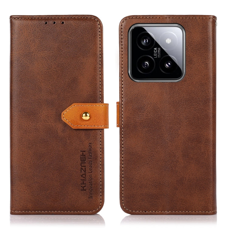 For Xiaomi 14 Pro KHAZNEH Cowhide Texture Flip Leather Phone Case(Brown) - 14 Pro Cases by PMC Jewellery | Online Shopping South Africa | PMC Jewellery | Buy Now Pay Later Mobicred