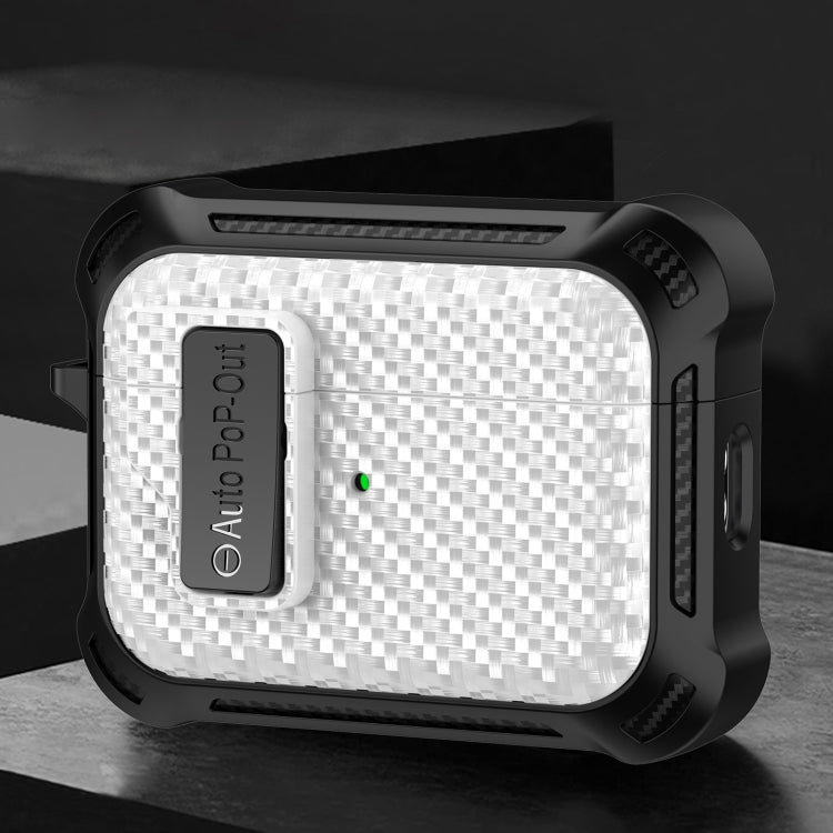 For AirPods Pro Alpha Carbon Fiber Wireless Bluetooth Earphone Protective Case(White) - For AirPods Pro by PMC Jewellery | Online Shopping South Africa | PMC Jewellery | Buy Now Pay Later Mobicred