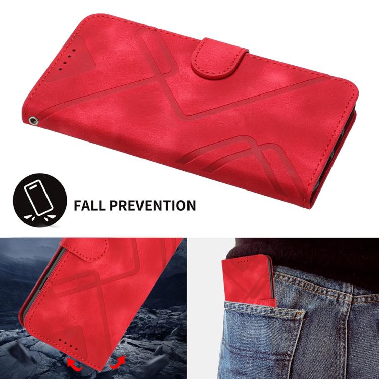 For iPhone 17 Line Pattern Skin Feel Leather Phone Case(Red) - free shipping - PMc TechLife - Order now!