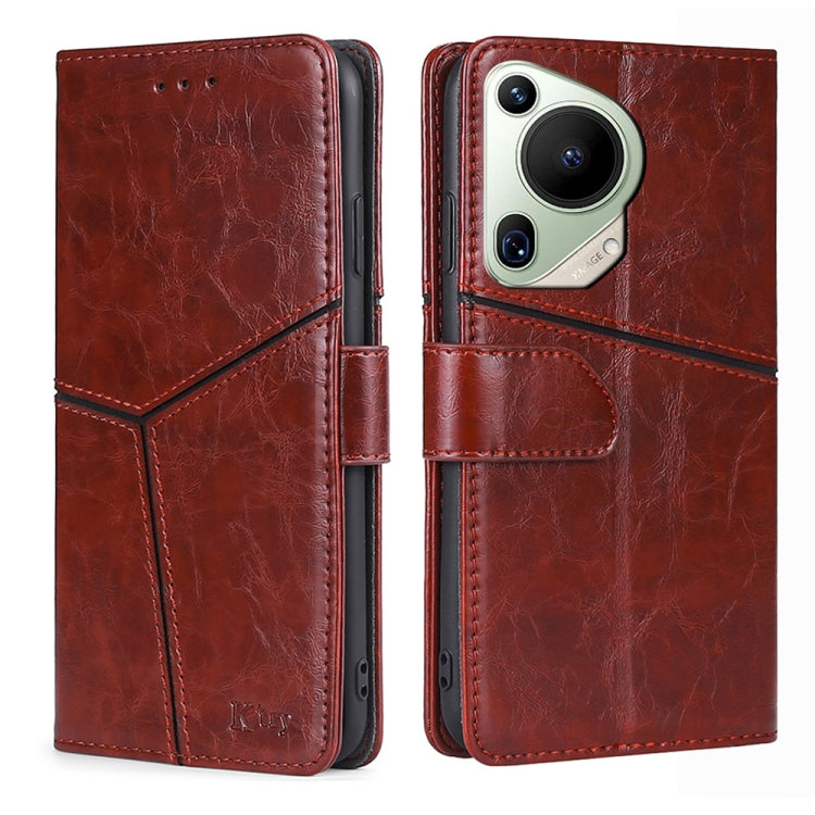 For Huawei Pura 70 Ultra 5G Geometric Stitching Leather Phone Case(Dark Brown) - Huawei Cases by PMC Jewellery | Online Shopping South Africa | PMC Jewellery | Buy Now Pay Later Mobicred