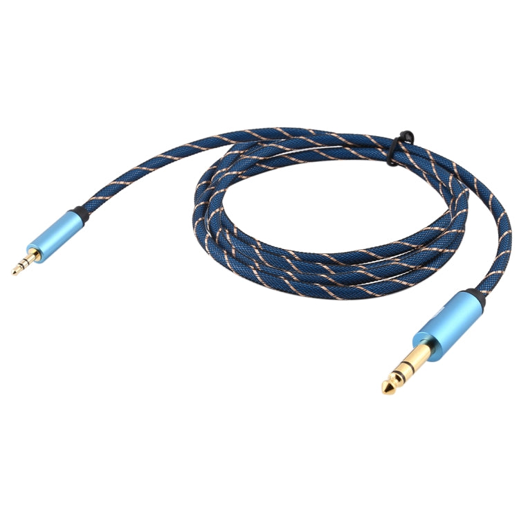 EMK 3.5mm Jack Male to 6.35mm Jack Male Gold Plated Connector Nylon Braid AUX Cable for Computer / X-BOX / PS3 / CD / DVD, Cable Length:2m(Dark Blue) - Audio Optical Cables by EMK | Online Shopping South Africa | PMC Jewellery | Buy Now Pay Later Mobicred